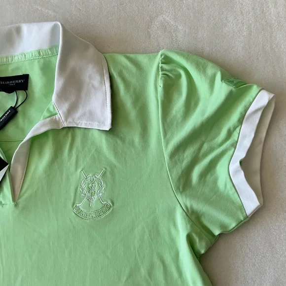 New Burberry Golf Neon Green  Short sleeve collar shirt - Picture 5 of 15